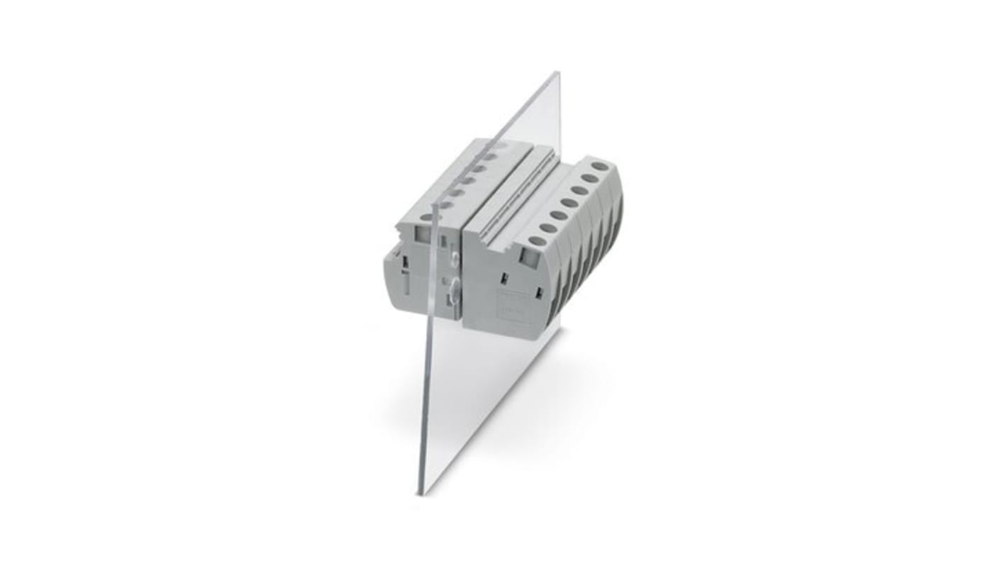 Phoenix Contact UW 10 Series Panel Feed Through Terminal Plug, 2-Contact, 10.1mm Pitch, Panel Mount, 1-Row, Push In