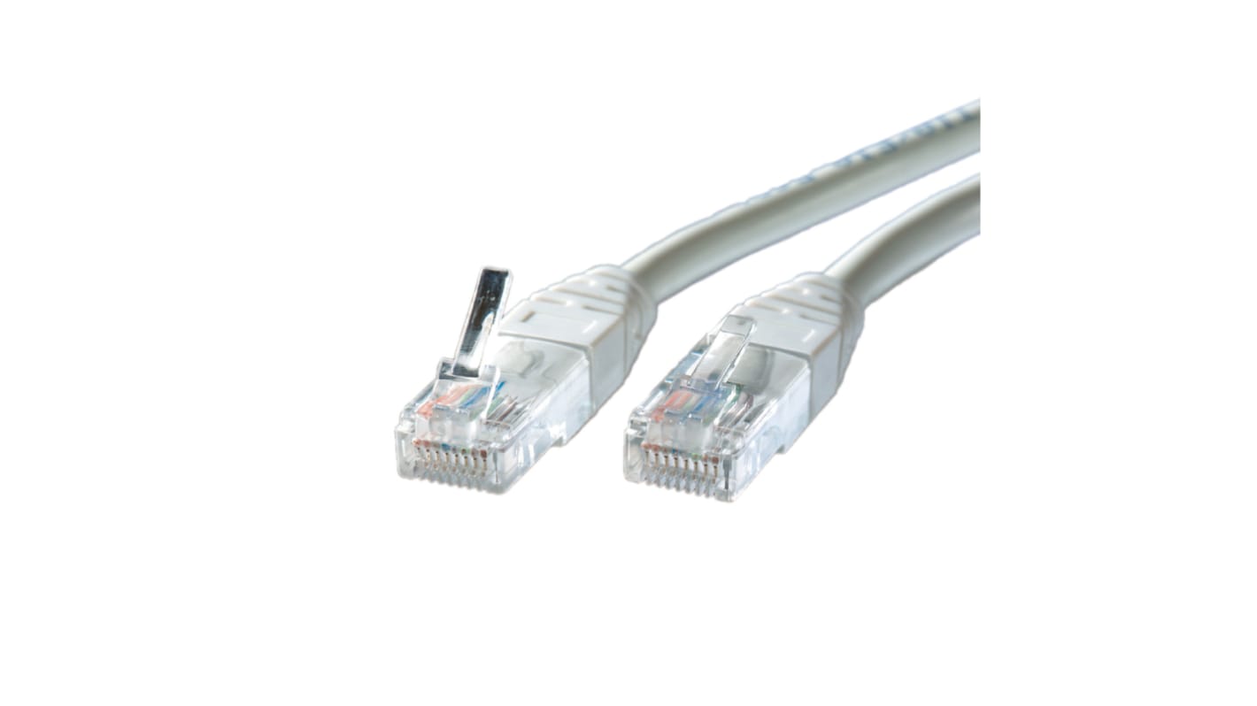 Cable de conexión Cat5e UTP Roline de color Gris, long. 500mm, funda de PVC