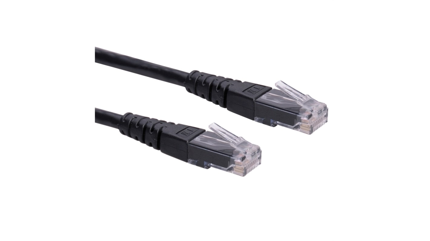 Roline Cat6 Straight Male RJ45 to Straight Male RJ45 Patch Cable, U/UTP, Black PVC Sheath, 2m