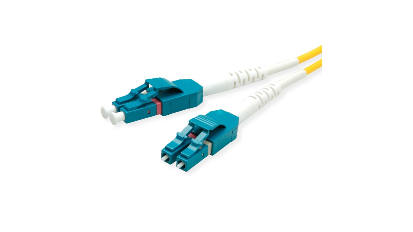 Roline LC to LC Duplex Duplex OS2 Fibre Optic Cable, 9/125μm, Yellow, 2m