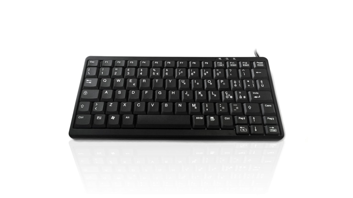 Teclado Ceratech, , Con cable, Negro, PS/2 & USB, Compacto, QWERTY (Italia)