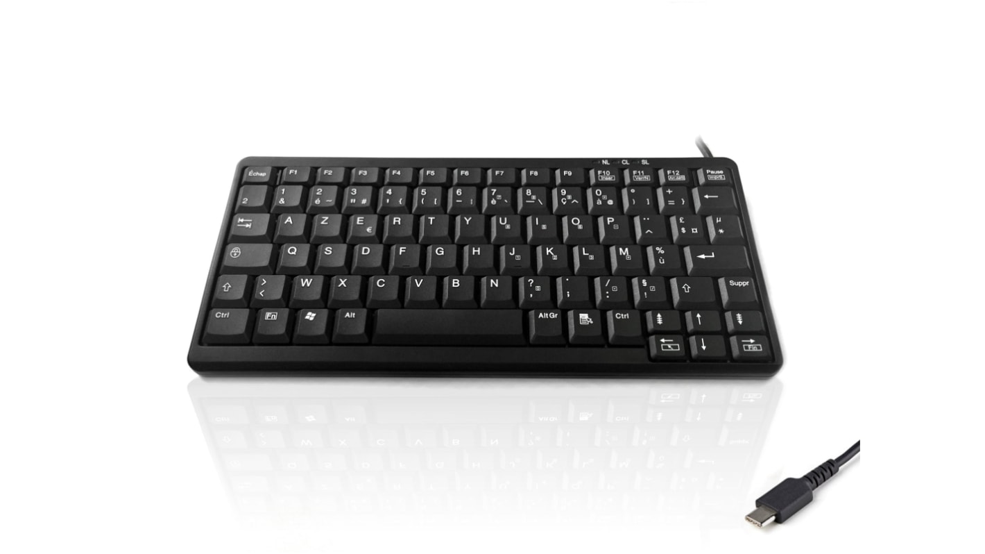 Teclado Ceratech, , Con cable, Negro, USB, Compacto, QWERTY (francés)