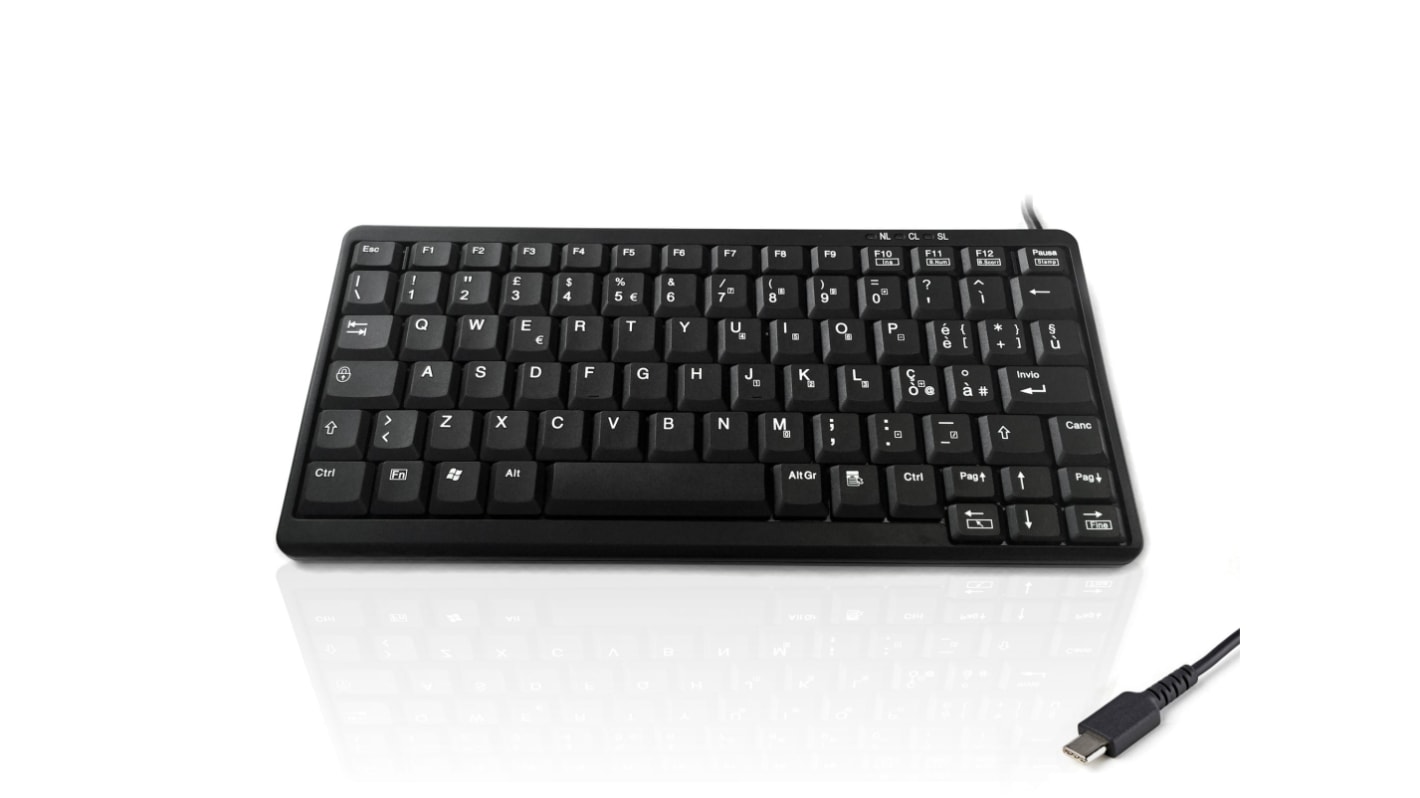 Teclado Ceratech, , Con cable, Negro, USB, Compacto, QWERTY (Italia)