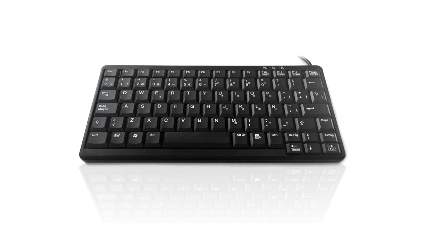 Teclado Ceratech, , Con cable, Negro, PS/2 & USB, Compacto, QWERTY (España)