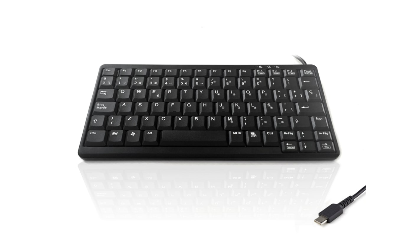 Ceratech KYB500-K82A-SP-C Tastatur QWERTY (Spanien) Kabelgebunden Schwarz USB Kompakt