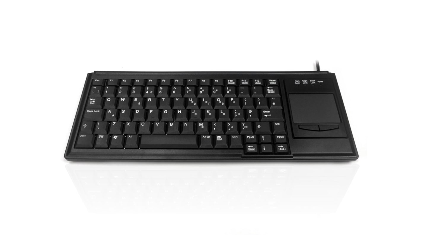 Teclado Ceratech, , Con cable, Negro, USB, Panel táctil, QWERTY (UK)