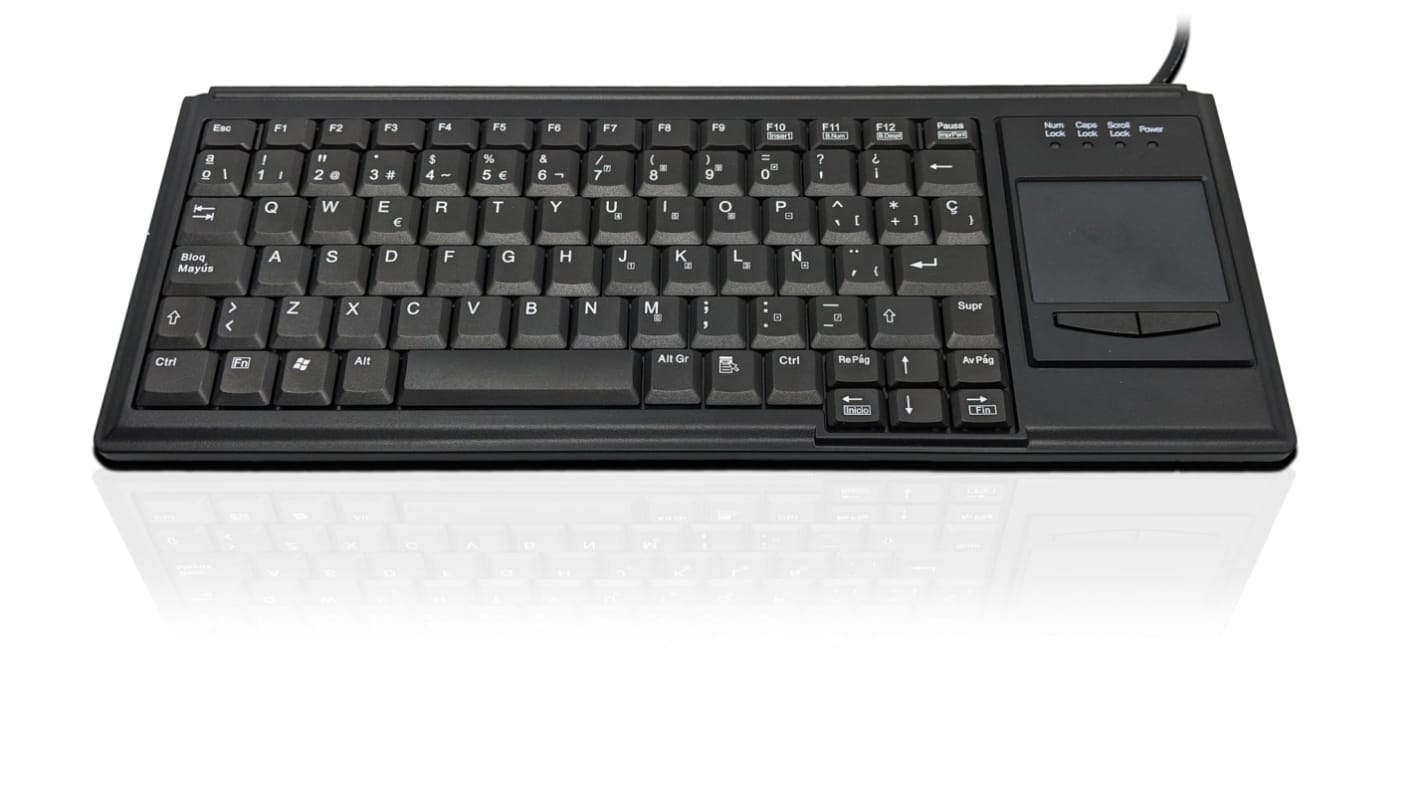 Ceratech KYB500-K82B-15SP Wired USB Touchpad Keyboard, QWERTY (Spain), Black
