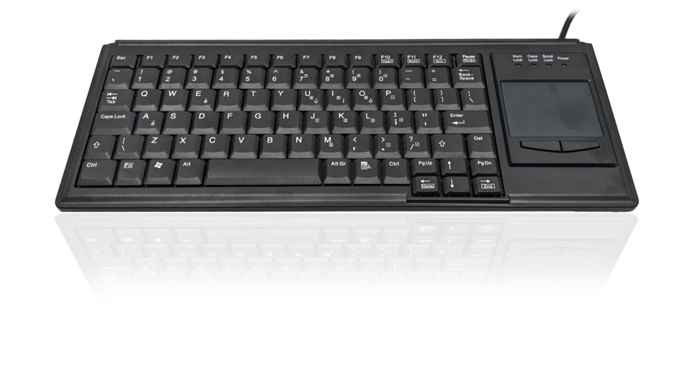 Teclado Ceratech, , Con cable, Negro, USB, Panel táctil, QWERTY (EE.UU.)