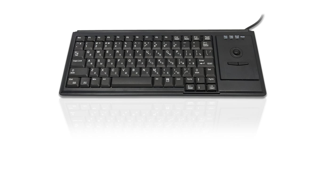 Ceratech KYB500-K82B-CY Wired USB Touchpad Keyboard, QWERTY (Cyrillic), Black