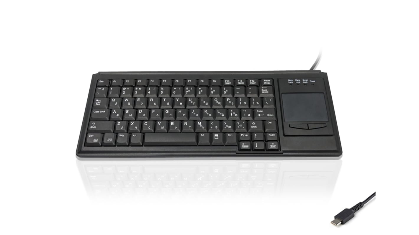 Tastiera Nero Cablato USB Ceratech, QWERTY (Cirillico) Touchpad