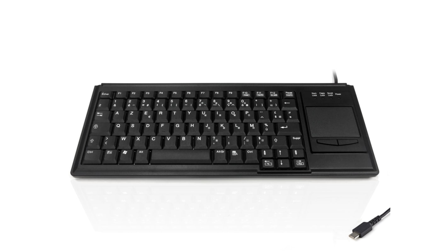 Teclado Ceratech, , Con cable, Negro, USB, Panel táctil, QWERTY (francés)