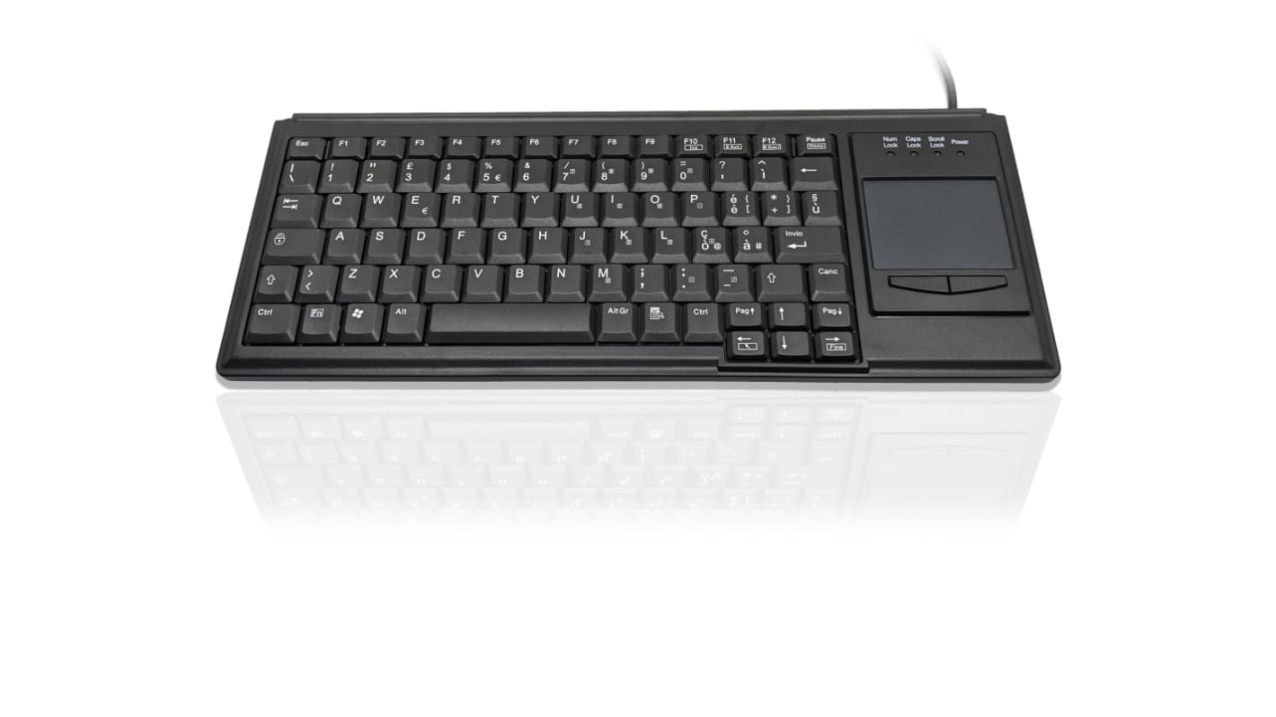 Ceratech KYB500-K82B-IT Wired USB Touchpad Keyboard, QWERTY (Italy), Black