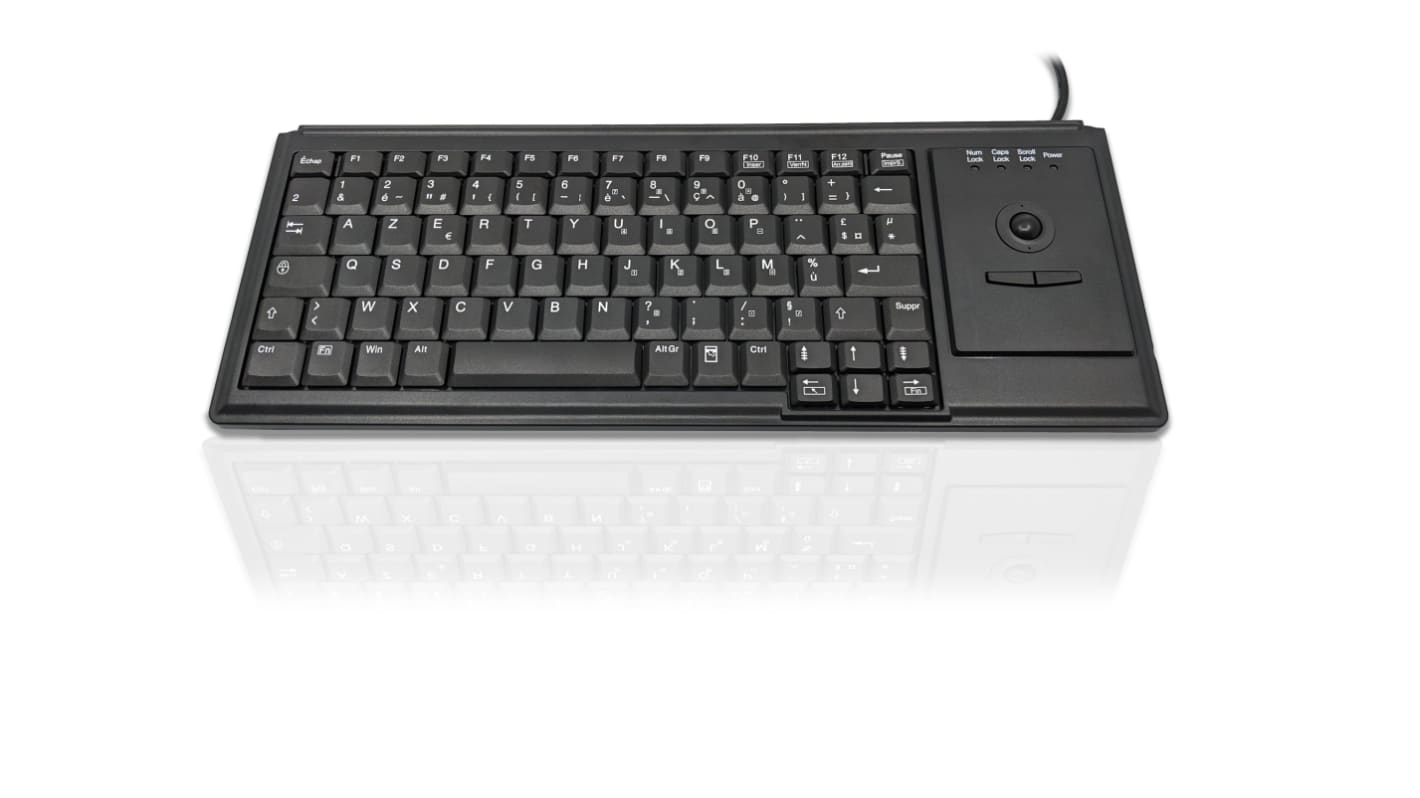 Teclado Ceratech, , Con cable, Negro, USB, Trackball, QWERTY (francés)