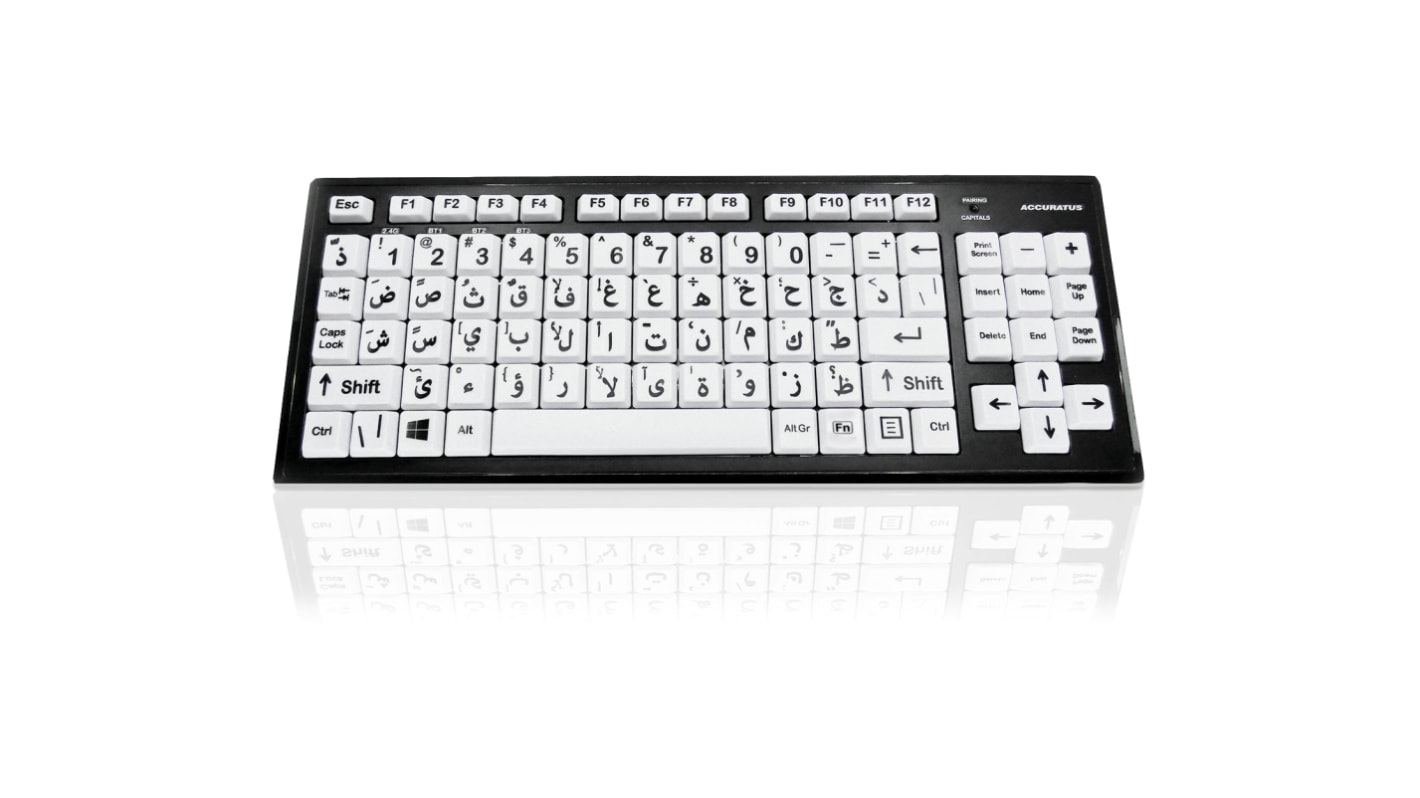 Ceratech KYB-M2BLK-UCARBT Tastatur QWERTY (Arabisch) Wireless Mehrfarbig Bluetooth Sehbehinderung