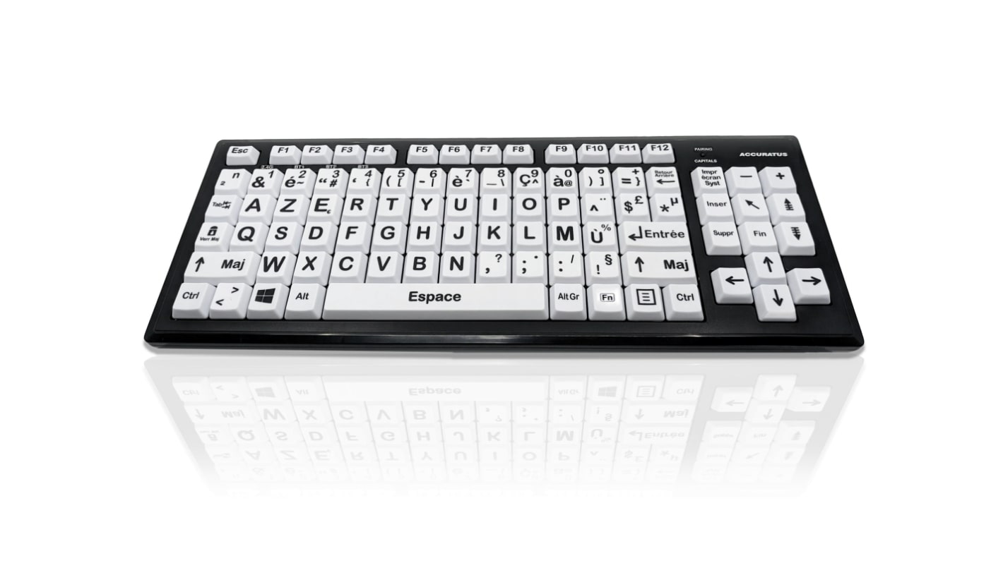 Ceratech KYB-M2BLK-UCFRBT Tastatur QWERTY (Französisch) Wireless Mehrfarbig Bluetooth Sehbehinderung