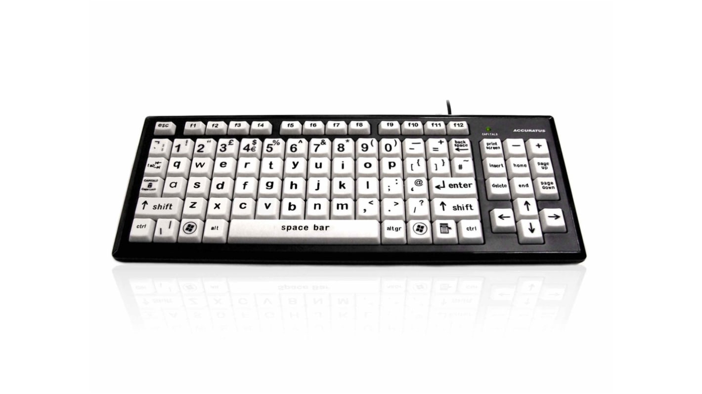Ceratech KYB-MON2BLK-LCUH Wired USB Vision Impairment Keyboard, QWERTY, White