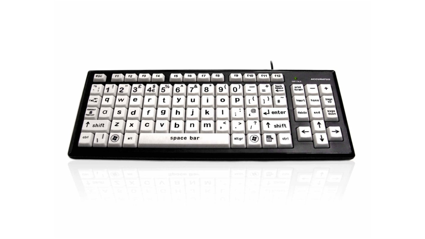 Teclado Ceratech, , Con cable, Blanco, USB, Discapacidad visual, QWERTY