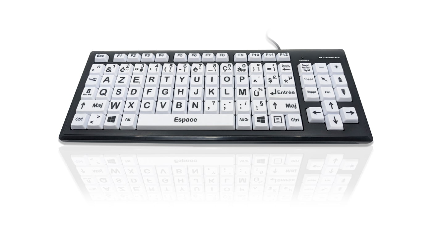 Ceratech KYB-MON2BLK-UCFR Tastatur AZERTY (Frankreich) Kabelgebunden Weiß USB Sehbehinderung