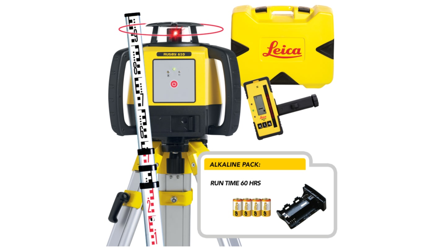 Livella laser rotante autolivellante Leica Rugby 610 per uso Esterno, Classe 2, 635nm