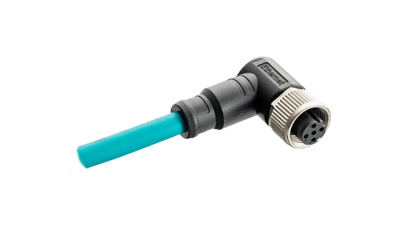 Cable para sensor/actuador Amphenol Industrial, con. A M12 Hembra, 4 polos, con. B Sin terminación, long. 1m