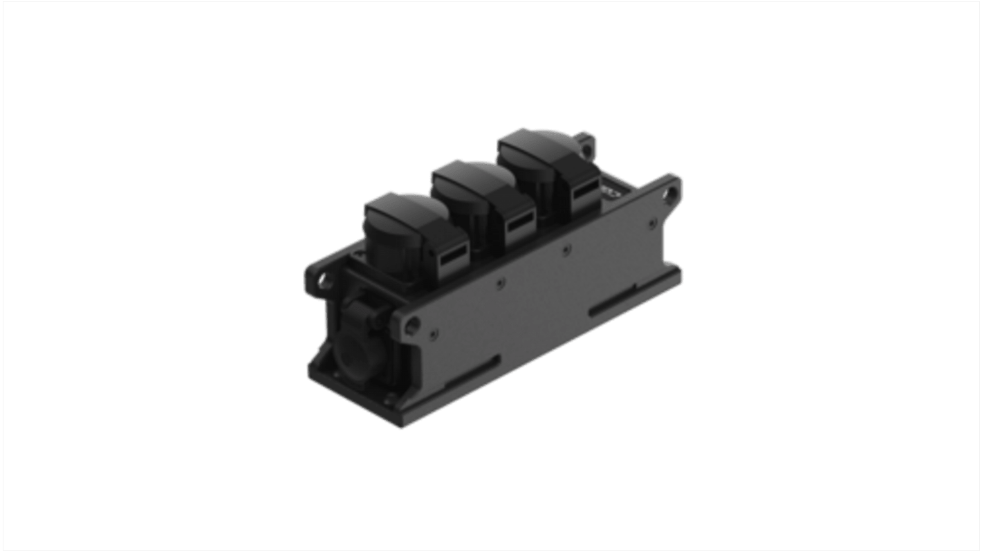 Unidad de distribución de potencia, , 1 conector conectores, Montaje con Pinza, 16A, 250 V ac Tipo E - francés