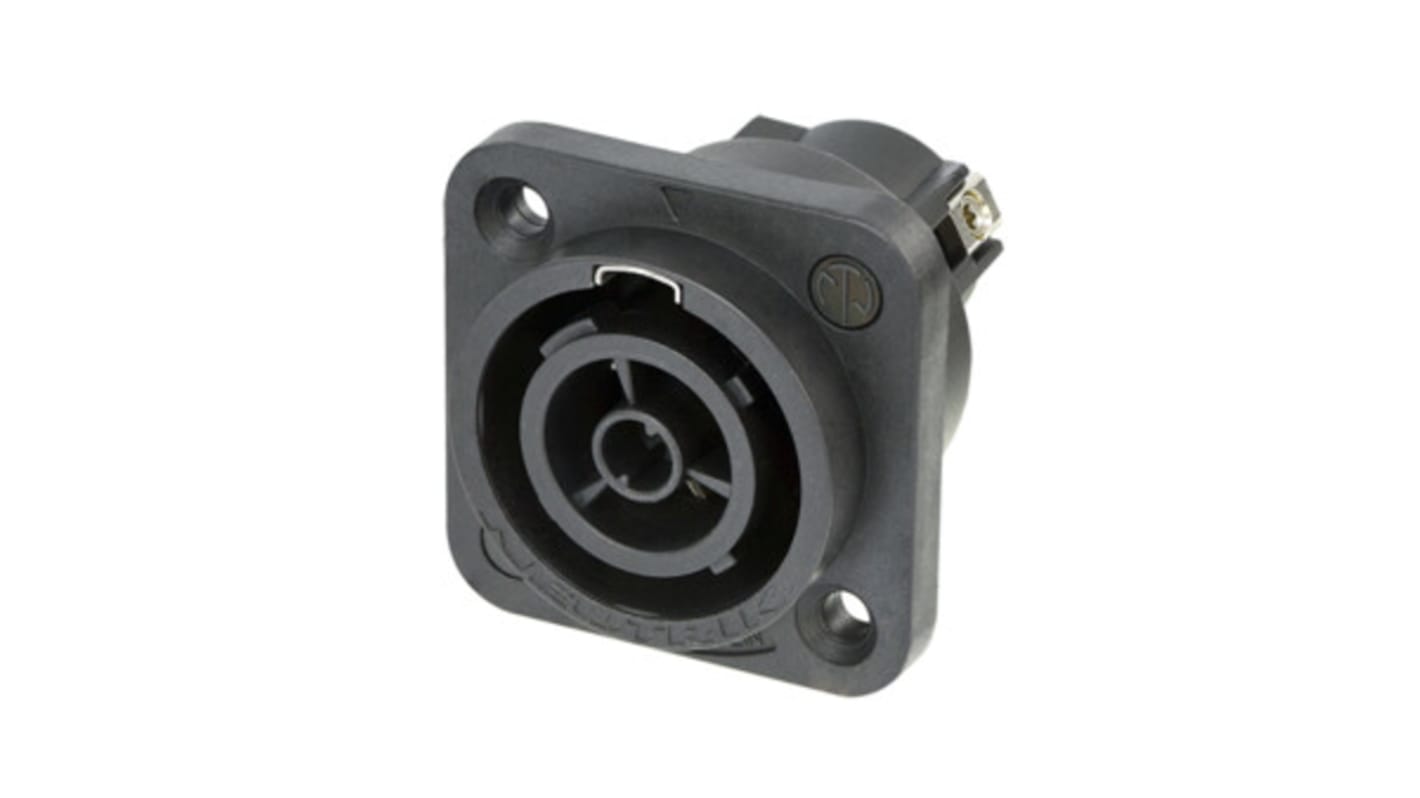 NAC3FPX IP65 Black Panel Mount 2 + PE Industrial Power Socket, Rated At 16A, 250 V ac