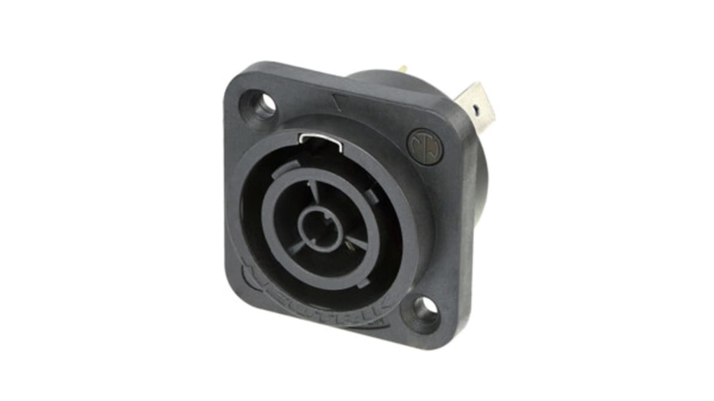 NAC3FPX IP65 Black Solder Mount 2 + PE Industrial Power Socket, Rated At 16A, 250 V ac