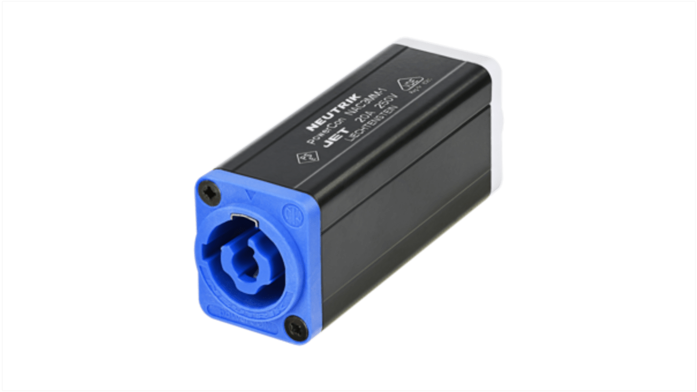 Male Black AC Connector IP20 for use with Mains Connector