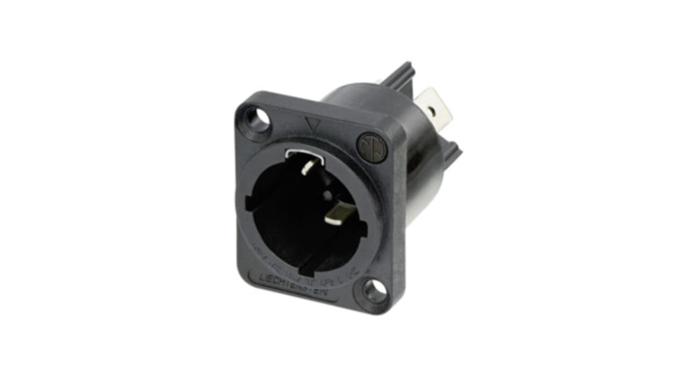 NAC3MPX IP65 Black Panel Mount 2 + PE Industrial Power Socket, Rated At 16A, 250 V ac