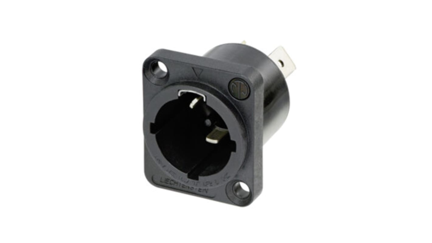 NAC3MPX IP65 Black Panel Mount 2 + PE Industrial Power Socket, Rated At 16A, 250 V ac