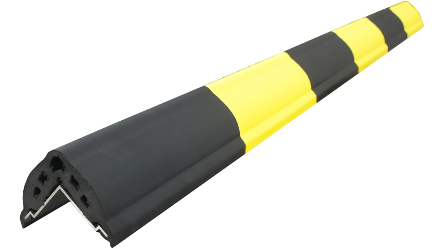 RS PRO Aluminium, Gummi Stoßschutz für den Einsatz auf Ecke, Kante Ecke, 50mm x 1140mm, Schwarz, Gelb