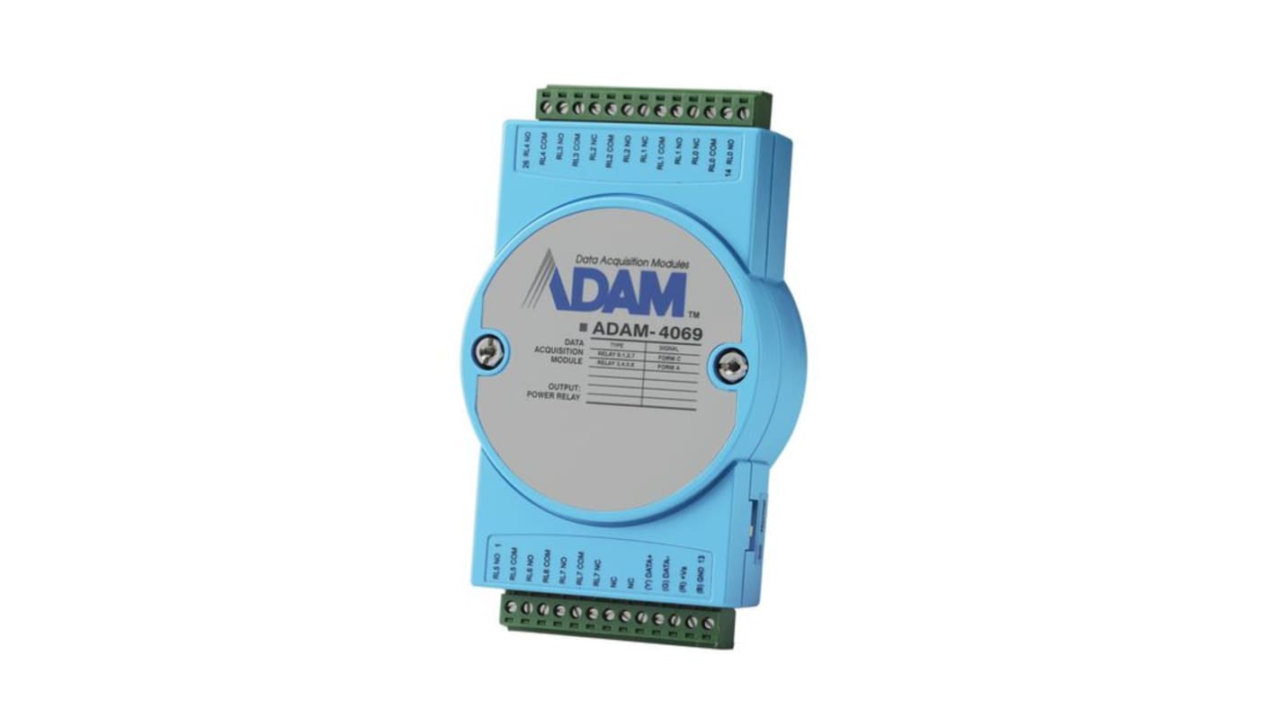 Advantech ADAM-4069 Series 8-Contact Interface Module, Plug In Terminal Connector, DIN Rail Mount