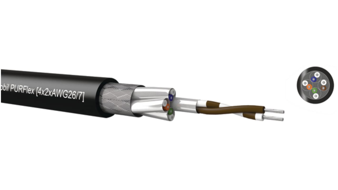 Cable de control apantallado Kabeltronik de 8 núcleos, 0,12 mm², long. 100m, funda de PUR