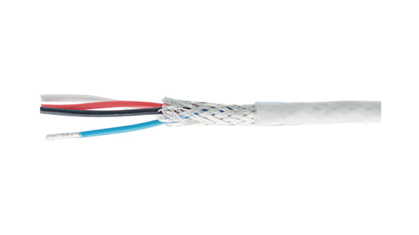 Cable de par trenzado Varios núcleos GW Instek de 4 conductores, 0,24 mm², 23 AWG, long. 100m Gris