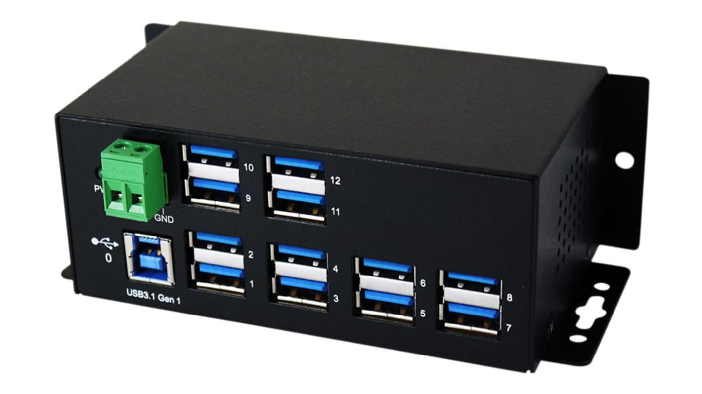 Exsys, USB 3.0, USB 3.1 USB-Hub, 12 USB Ports, USB A, USB B, USB, 132.50 x 65.00 x 48.20mm