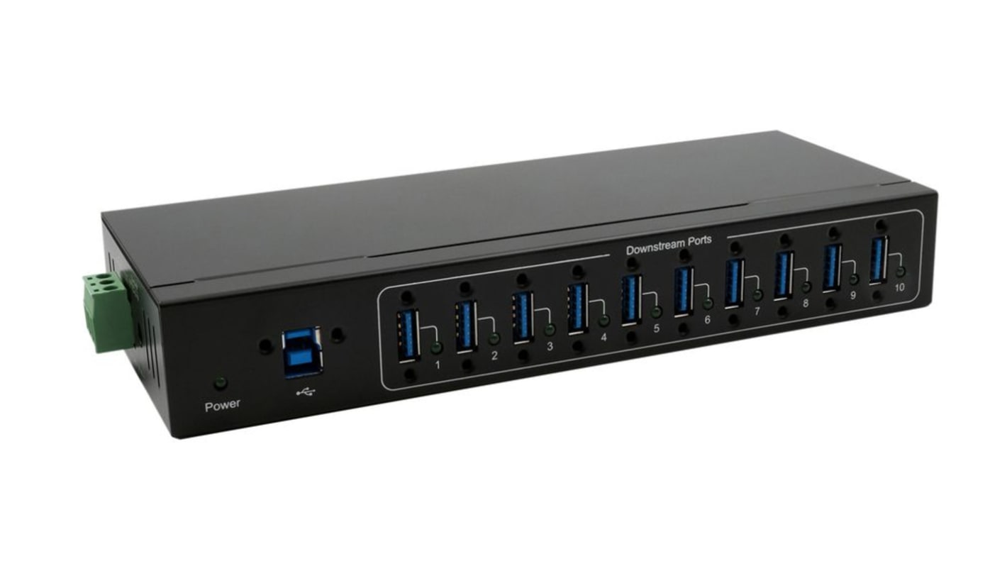 Exsys, USB 3.2 USB-Hub, 10 USB Ports, USB A, USB, 200.00 x 78.00 x 30.70mm