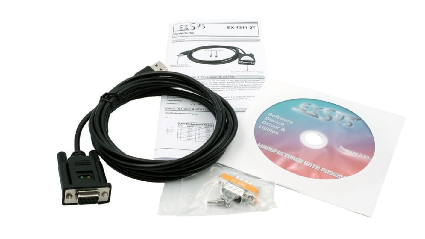 Cable Exsys, long. 2.5m, con. A: USB A Macho, con. B: Sub-D de 9 contactos Macho