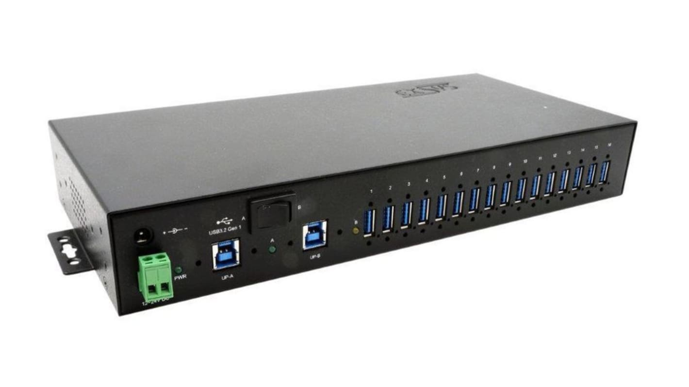 Exsys 16 Port USB 3.2 USB A, USB B  Hub, 130 x 306 x 43mm