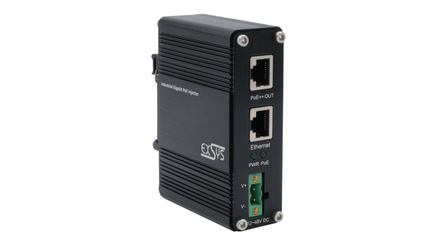 Exsys PoE Injektor 12 V, 48 V Input 1 Port 90W