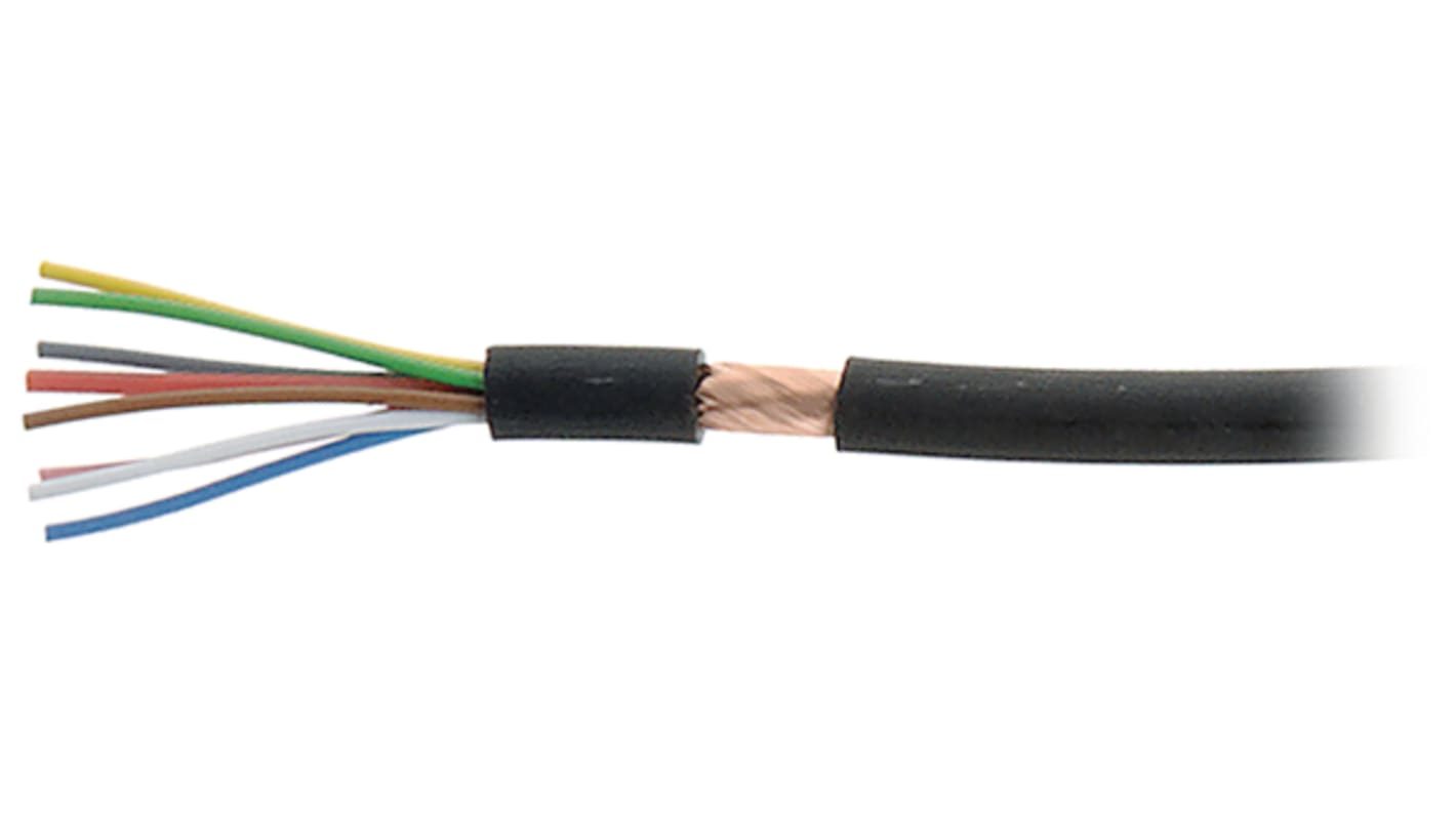 Cable de par trenzado apantallado Varios núcleos Kabeltronik de 2 conductores, 0,05 mm², 30 AWG, long. 50m Negro