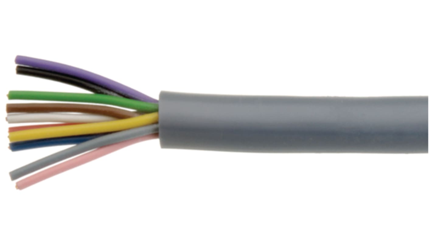 Cable de par trenzado Varios núcleos Kabeltronik de 10 conductores, 0,34 mm2, 22 AWG, long. 100m Gris