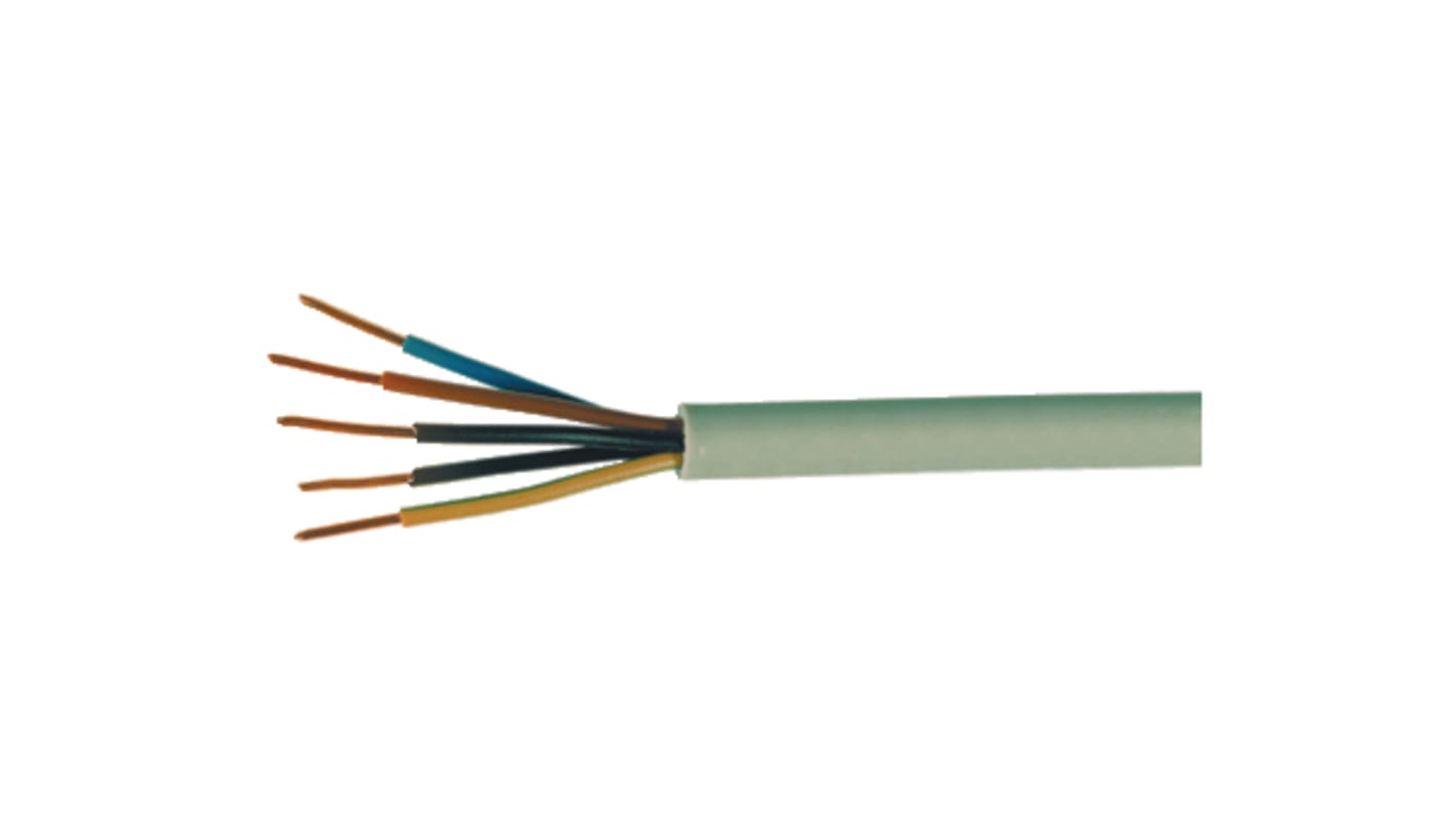 Cable de par trenzado Tensión de red Kabeltronik de 3 conductores, 1,5 mm², 15 AWG, long. 100m Gris