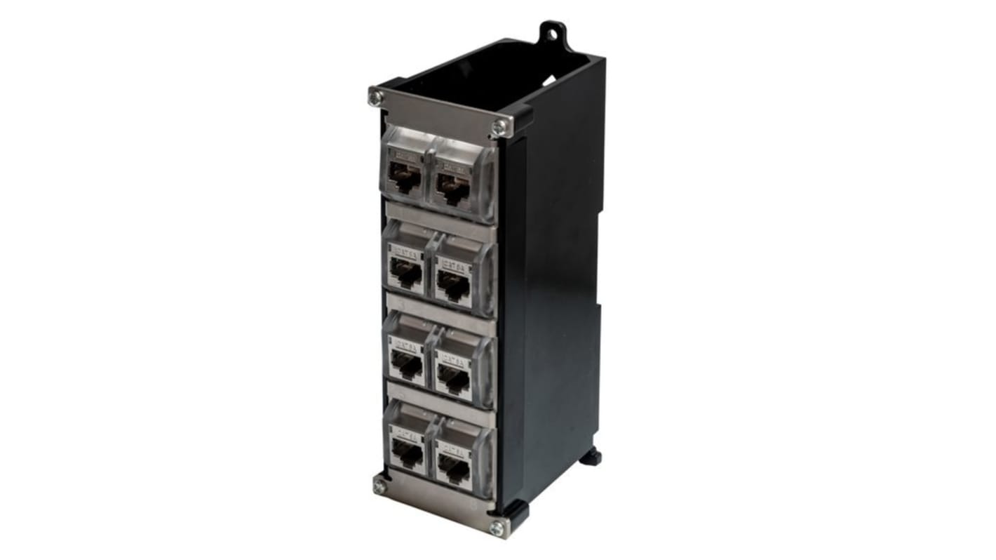 DIN panel with 8 x Cat6A STP couplers