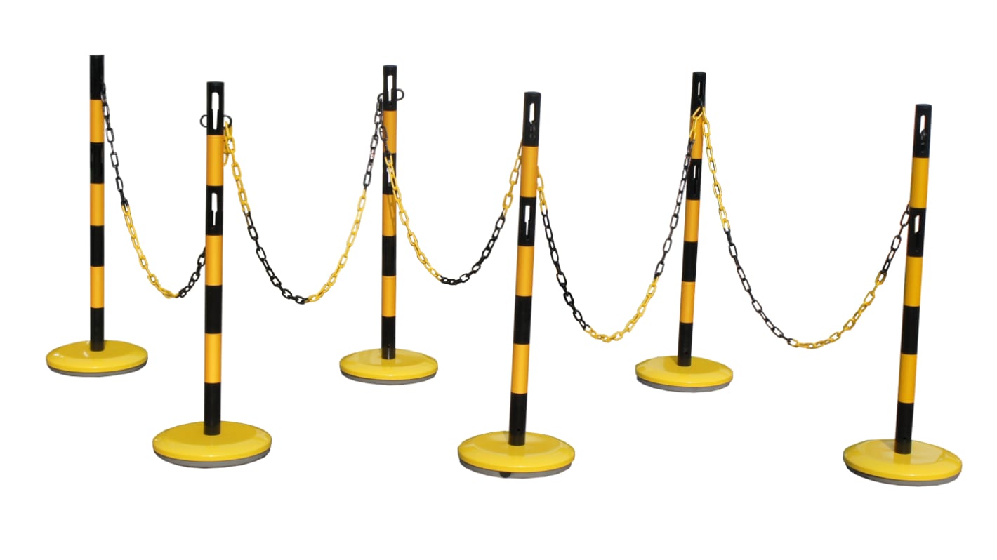 RS PRO Black & Yellow Steel Chain Barrier