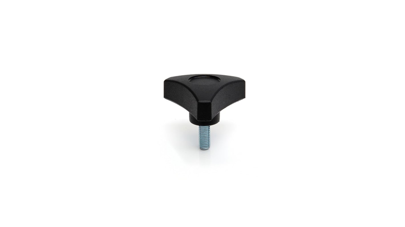 RS PRO Black Thermoplastic Clamping Knob, M8 x 25, Threaded Mount