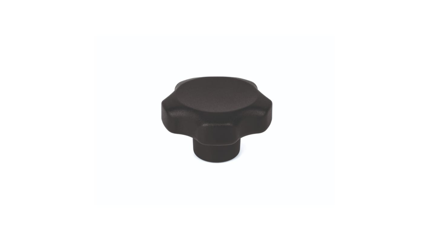 RS PRO Black Thermoplastic Multiple Lobes Clamping Knob, M6, Female Insert