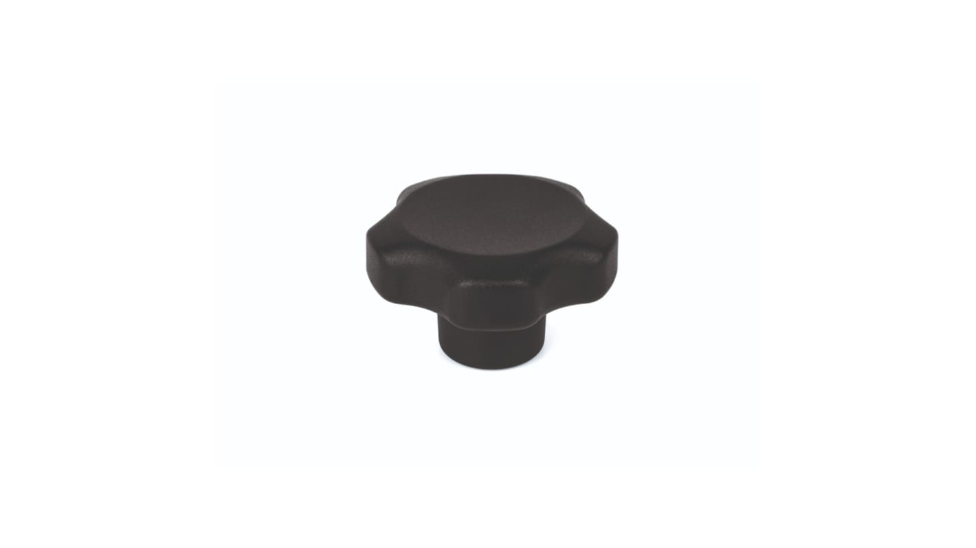 RS PRO Black Thermoplastic Multiple Lobes Clamping Knob, M12, Female Insert