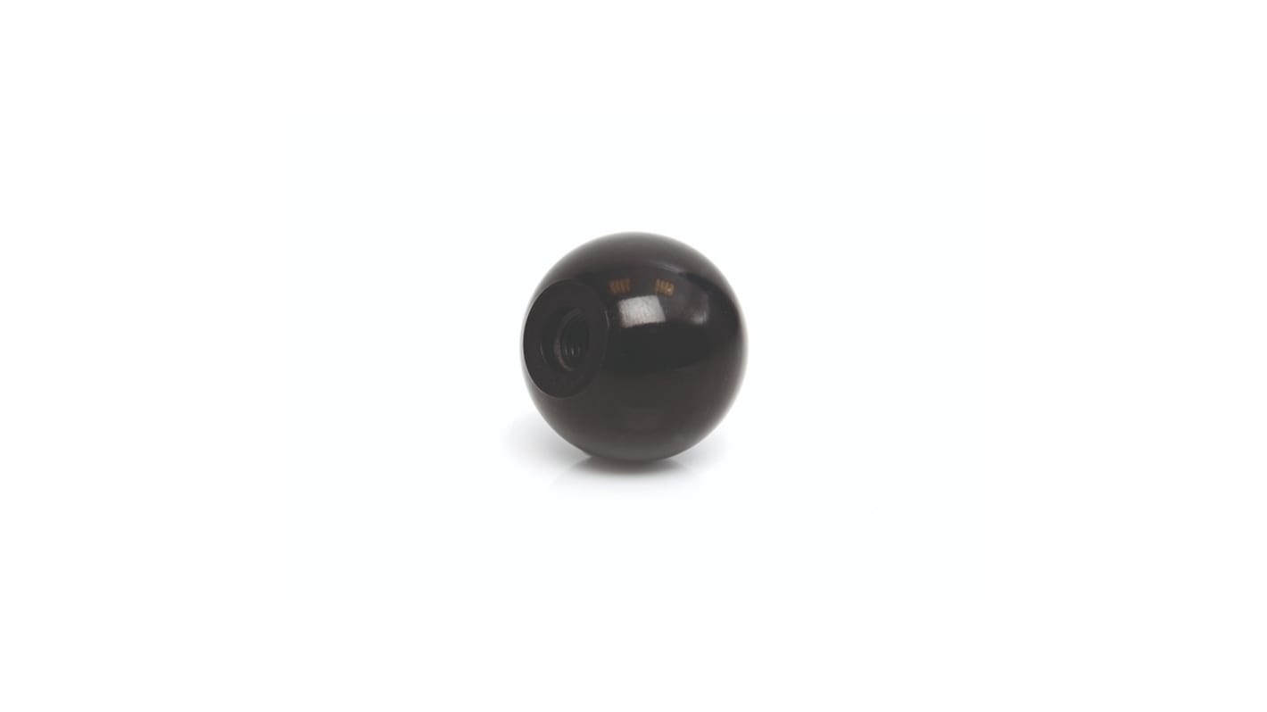 RS PRO Black Duroplast Ball Clamping Knob, M12, Threaded Mount