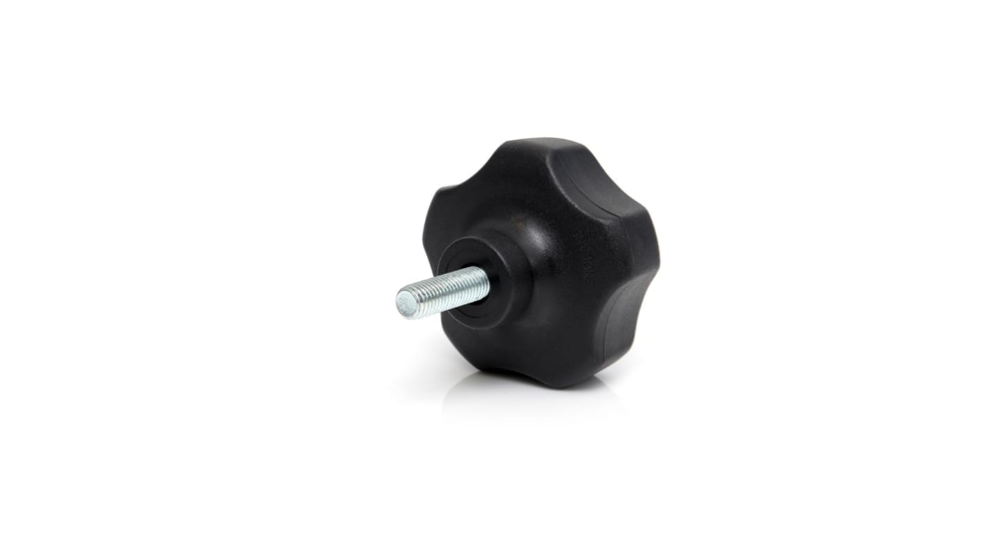 RS PRO Black Thermoplastic Multiple Lobes Clamping Knob, M12 x 40