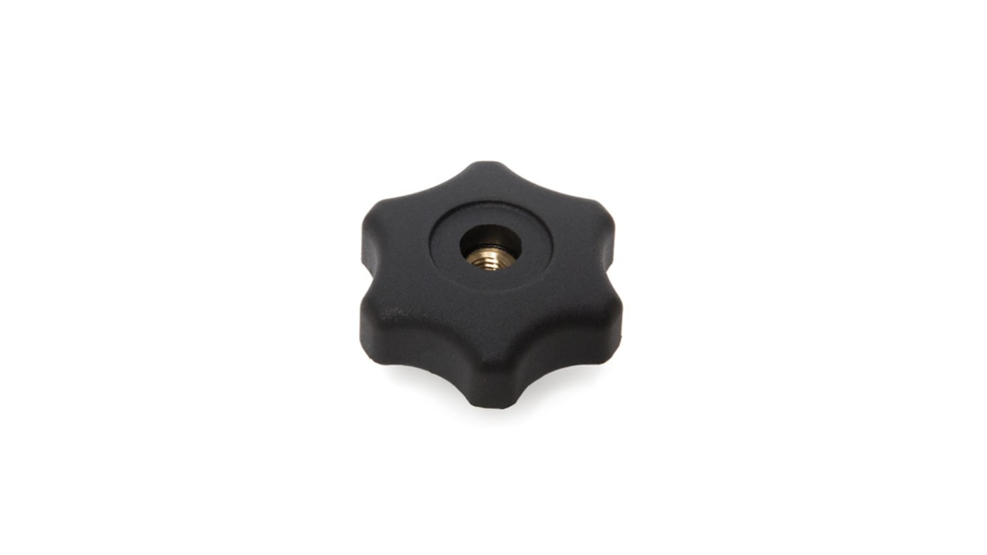 RS PRO Black Thermoplastic Multiple Lobes Clamping Knob, M5, Threaded Mount